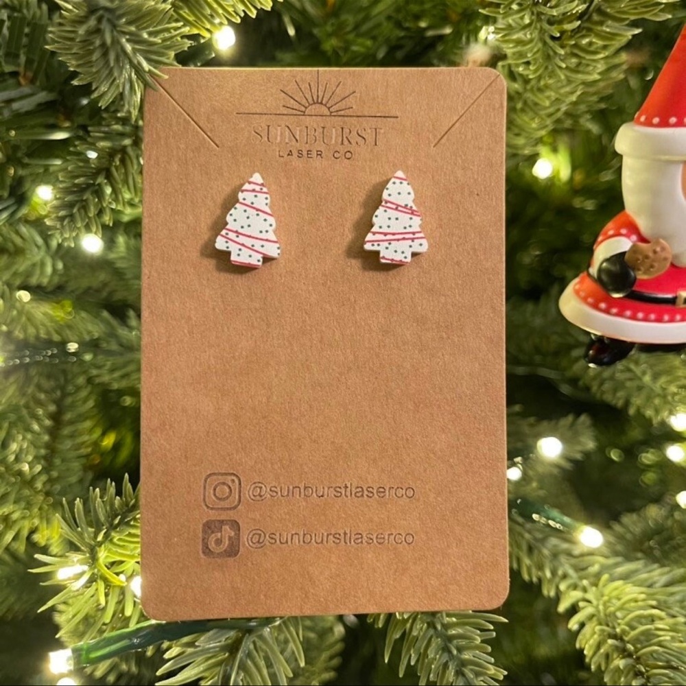 Christmas Tree Cake Earrings | Christmas Snack Cake Earrings |Stud Earrings